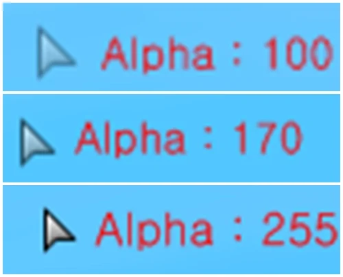 Visual representation of the cursor alpha